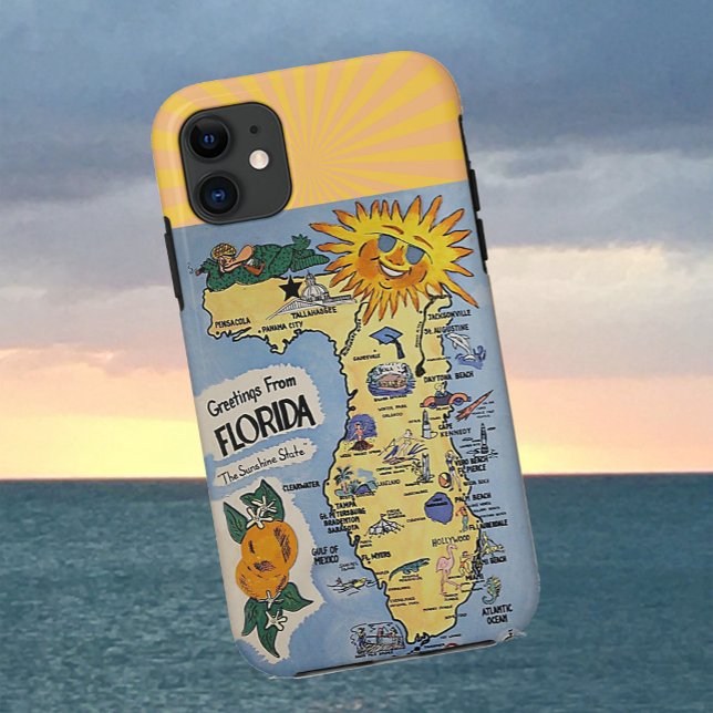 Capa Para iPhone 11 Mapa Retroativo de Saudações da Flórida (Criador carregado)