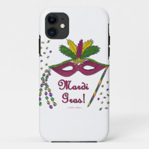 Capa Para iPhone 11 Mardi Gras Mask Feather Miçanga