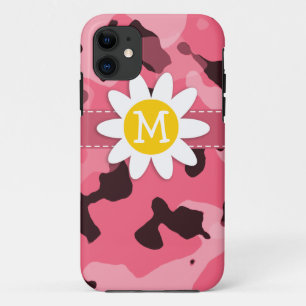 Capa Para iPhone 11 Margarida Bonita no Camo Rosa Rosa Rosa; Camuflage