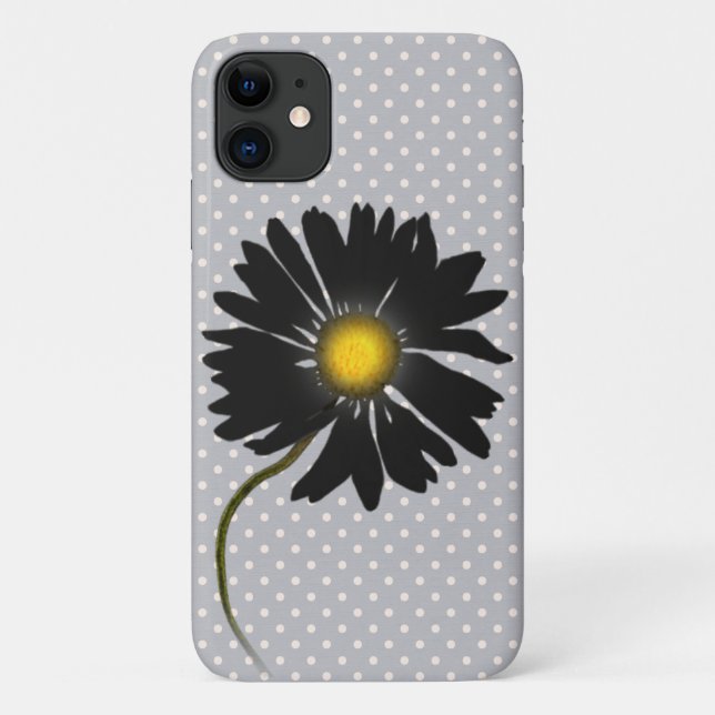 Capa Para iPhone 11 margarida negra brilhante (Verso)