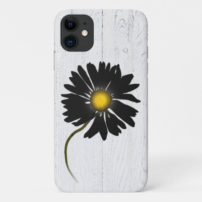 Capa Para iPhone 11 margarida negra brilhante (Verso)