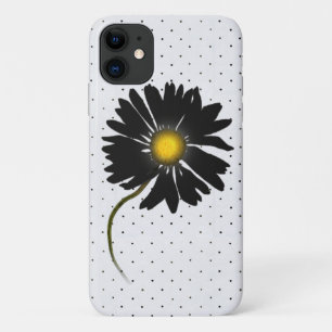 Capa Para iPhone 11 margarida negra brilhante em pontos
