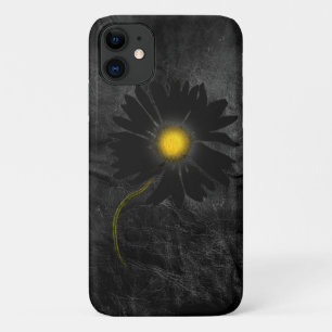 Capa Para iPhone 11 margarida preta brilhante em couro