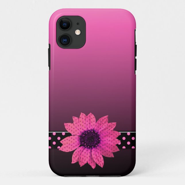 Capa Para iPhone 11 Margarida Rosa Bolinhas (Verso)