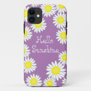 Capa Para iPhone 11 Margarida Roxo Amarelo Branco Branca Alarme Sol