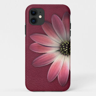 Capa Para iPhone 11 Margarida vermelha no impressão do couro do vinho