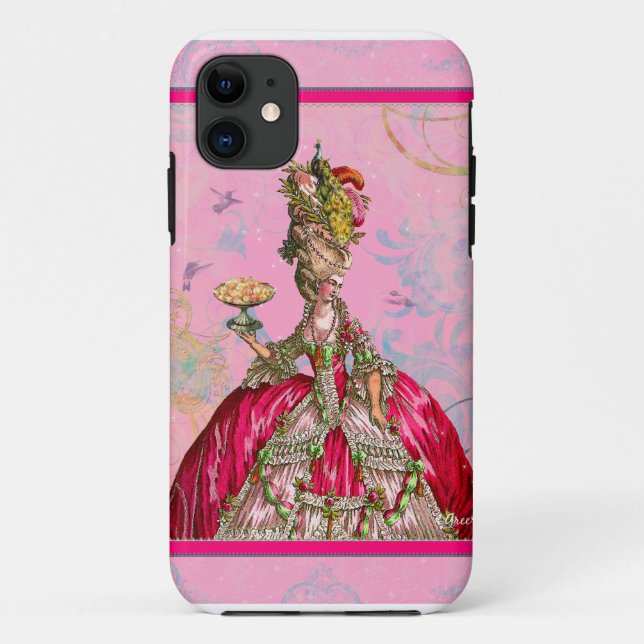 Capa Para iPhone 11 Marie Antoinette e Peacock (Verso)