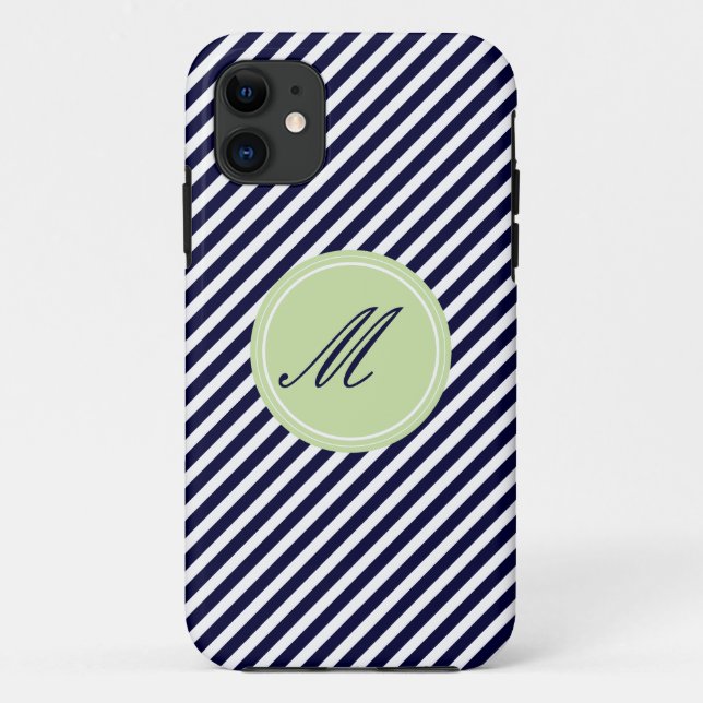 Capa Para iPhone 11 Marinho Azul e Stripes Brancas com Minúscula iPhon (Verso)