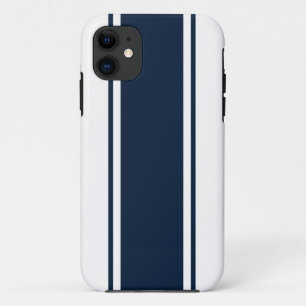 Capa Para iPhone 11 Marinho Colorido Blue Center Pinstripes White