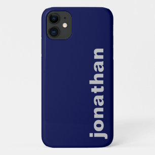 Capa Para iPhone 11 Marinho do Monograma Moderno Azul