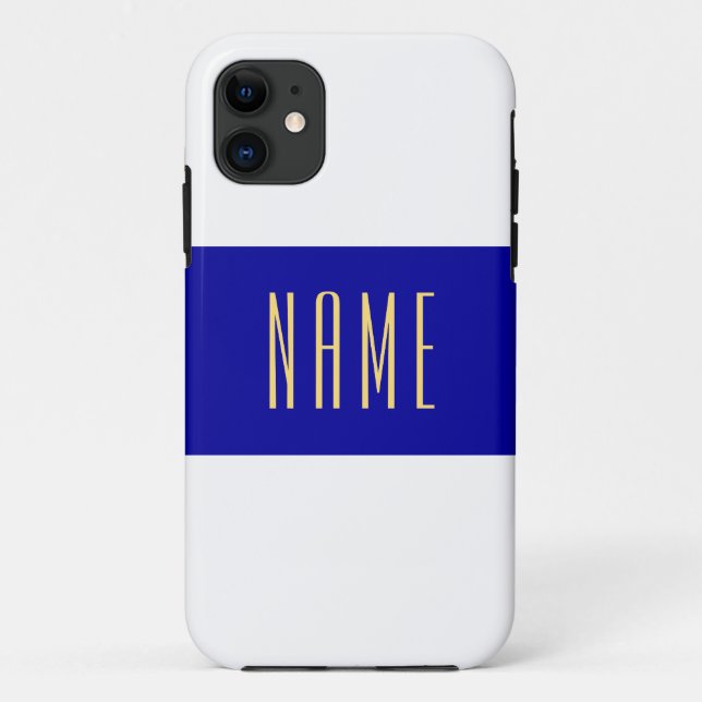 Capa Para iPhone 11 Marinho Náutico Largo Branco Azul Esclita Seu Text (Verso)