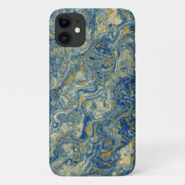 Capa Para iPhone 11 Mármore azul e dourado