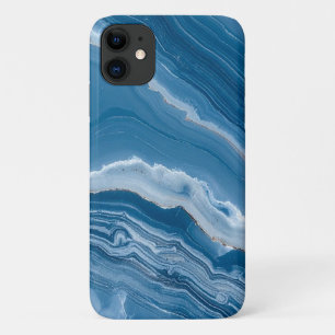 Capa Para iPhone 11 Mármore Azul Empoeirado de Pedra Moderna