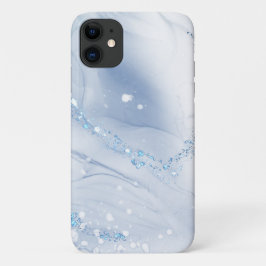 Capa Para iPhone 11 Mármore Azul Empoeirado de Pedra Moderna