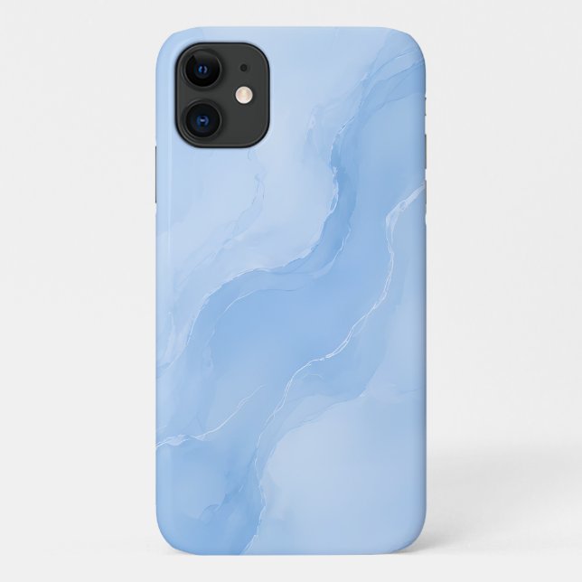 Capa Para iPhone 11 Mármore Azul Suave Padrão Abstrato (Verso)