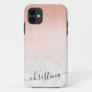 Capa Para iPhone 11 Mármore branco de ouro de cobre com gradiente mode