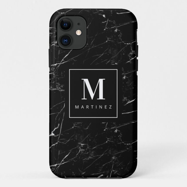 Capa Para iPhone 11 Mármore preto personalizado (Verso)