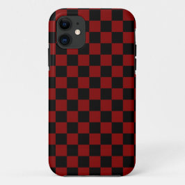 Capa Para iPhone 11 Maroon e Black Checkage