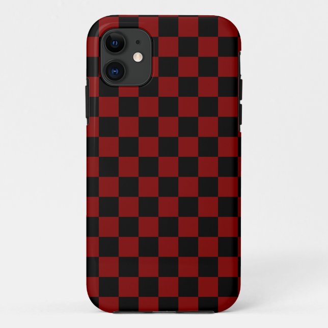 Capa Para iPhone 11 Maroon e Black Checkage (Verso)