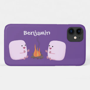 Capa Para iPhone 11 Marshmallows cor-de-rosa lindos por desenhos anima