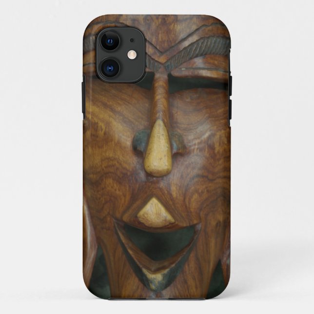 Capa Para iPhone 11 Máscara africana de madeira (Verso)