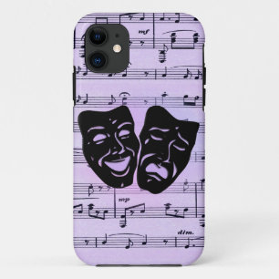 Capa Para iPhone 11 Máscaras de Música e Teatro Roxas