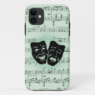 Capa Para iPhone 11 Máscaras Gregas de Música Verde e Teatro