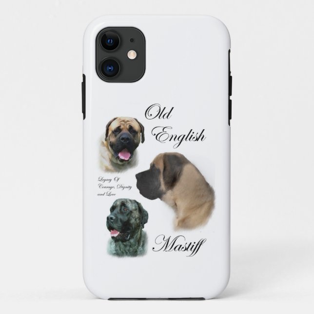 Capa Para iPhone 11 Mastiff Art Inglês (Verso)