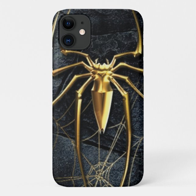 Capa Para iPhone 11 Mate de mármore preto de aranha-dourada mal lá (Verso)
