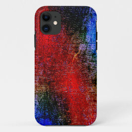 Capa Para iPhone 11 Matérias azuis e vermelhas esfoladas com "tinta a