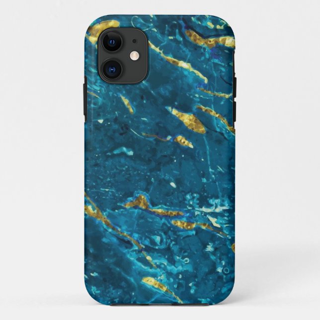 Capa Para iPhone 11 Matilha de Mármore azul, Mate... (Verso)