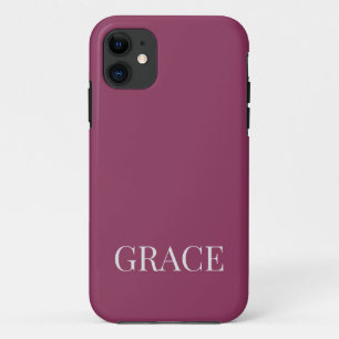 Capa Para iPhone 11 Mauve Moderno com Nome Personalizado Custom
