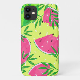 Capa Para iPhone 11 Melancia de Verão Ramos de Sementes Tropicais Bril
