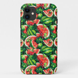Capa Para iPhone 11 Melancias, limões, folhas de melancia, limão peque
