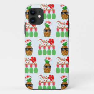 Capa Para iPhone 11 Mele Kalikimaka Hawaiian Pineapple Feliz Natal