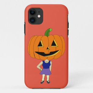 Capa Para iPhone 11 menina chibi da cabeça de abóbora