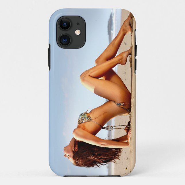 Capa Para iPhone 11 Menina da praia (Verso)