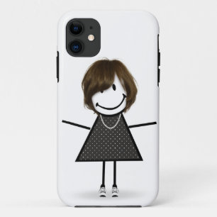 Capa Para iPhone 11 Menina de palito com tênis e cabelo