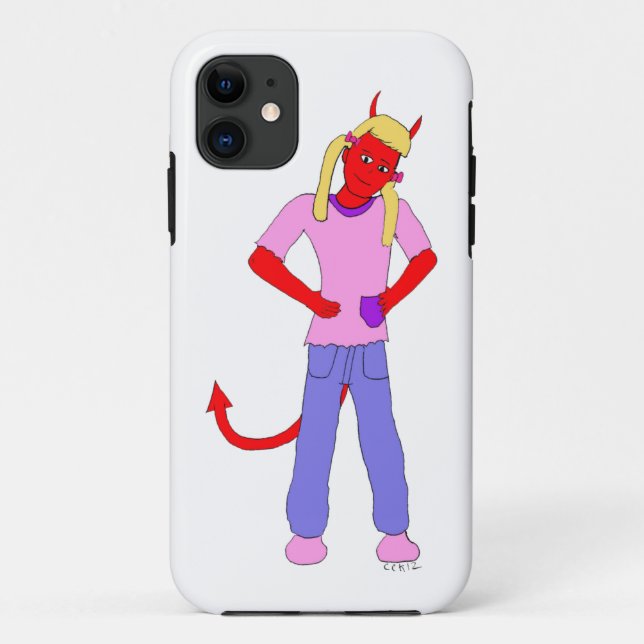 Capa Para iPhone 11 menina diabólica (Verso)
