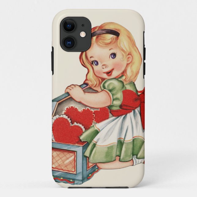 Capa Para iPhone 11 Menina do Coração - Crianças Retron Cute (Verso)