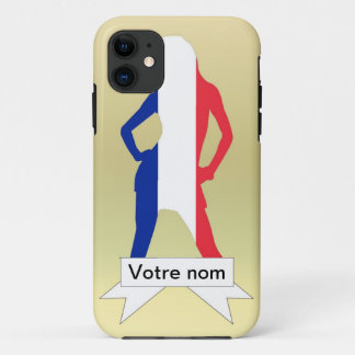 Capa Para iPhone 11 Menina francesa em fundo de ouro