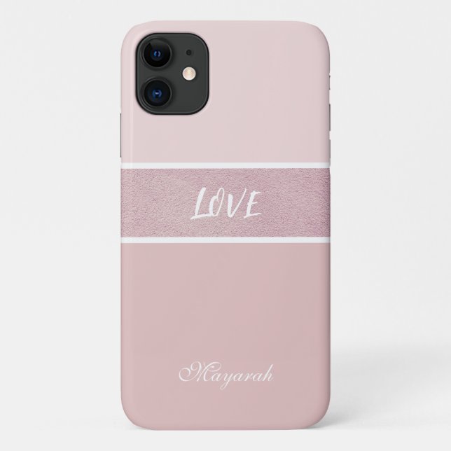 Capa Para iPhone 11 Menina Mínima Rosa Suave (Verso)