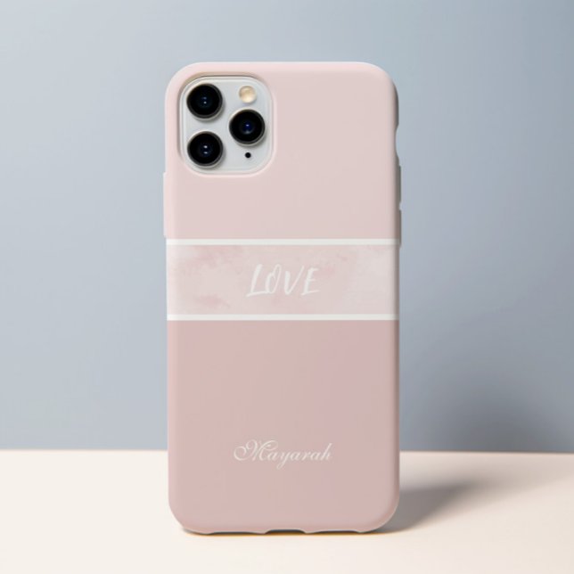 Capa Para iPhone 11 Menina Mínima Rosa Suave (Criador carregado)