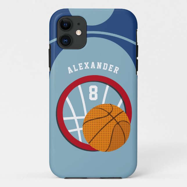 Capa Para iPhone 11 Menino Crianças do Tribunal de Basquete Ball Hoop  (Verso)