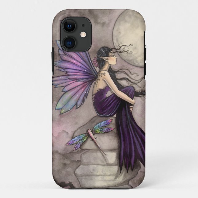 Capa Para iPhone 11 Mente à Deriva Arte Fantasia de Fada e Libélula (Verso)