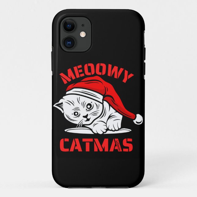 Capa Para iPhone 11 MEOWY CATMAS, gato de natal engraçado (Verso)
