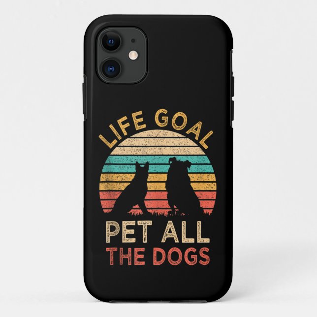 Capa Para iPhone 11 Meta de Vida Acariciar Todos os Cachorros Piada Vi (Verso)