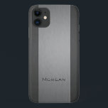Capa Para iPhone 11 Metais Brutos - Dois matizes - Nome<br><div class="desc">capas de iphone com aparência falsa de metal escovado e um efeito impresso gravado no texto onde você pode adicionar seu nome.</div>