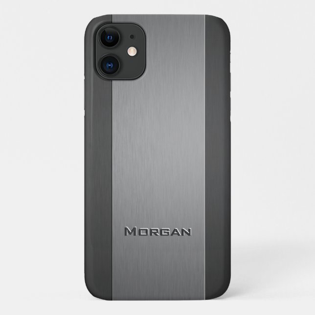 Capa Para iPhone 11 Metais Brutos - Dois matizes - Nome (Verso)