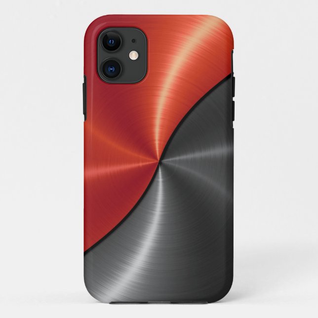 Capa Para iPhone 11 Metal de aço brilhante vermelho prateado (Verso)